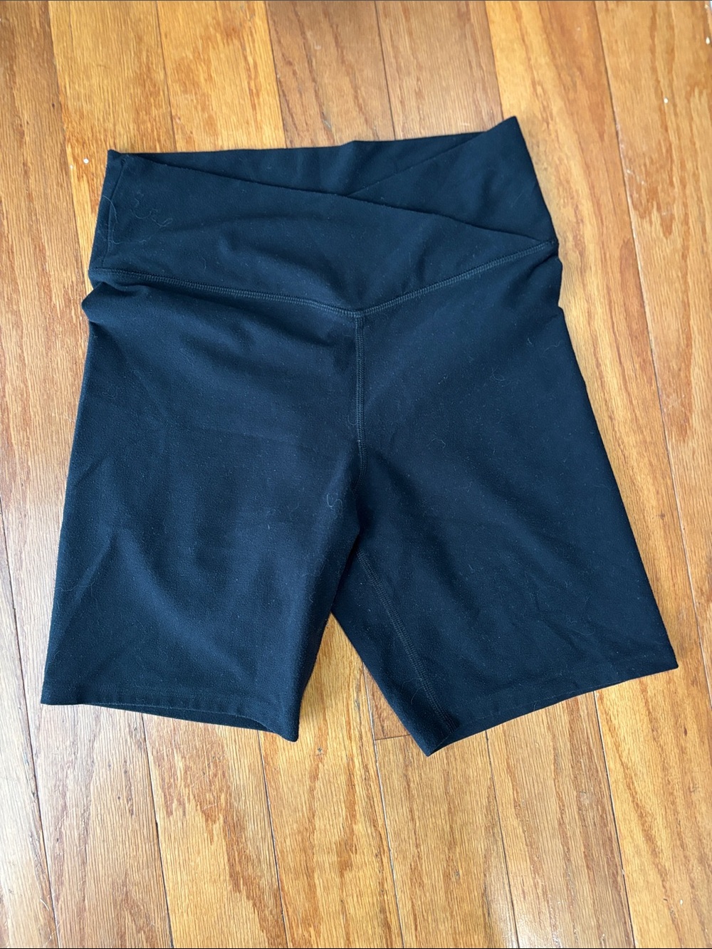 Abercrombie High-Waist Criss Cross Front Black Women's Bike Shorts